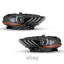 Headlights Pair For 2018 2019 2020 2021 2022 2023 Ford Mustang LED DRL Headlamps