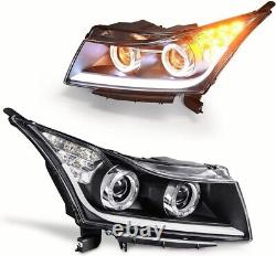 Headlights Pairs For 2011-2015 Chevy Cruze Projector Halo Strip DRL With Bulb Lmap