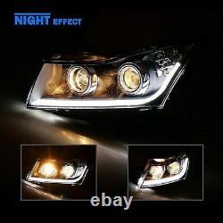 Headlights Pairs For 2011-2015 Chevy Cruze Projector Halo Strip DRL With Bulb Lmap