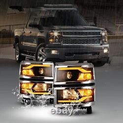 Headlights for 2014-2015 Chevy Silverado 1500 Sequential Signal LED DRL Lamps