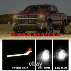 Headlights for 2016-2019 Chevy Silverado 1500 LED DRL Projector Black Trim Pair