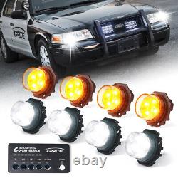 Hide-A-Way LED Strobe Lights Kit White Amber Hazard Headlight with Control Panel