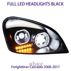 LED Black Headlight for Freightliner Cascadia 2008-2017 RH Side