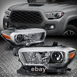 LED DRLFor 16-23 Toyota Tacoma Chrome Bezel Amber Corner Projector Headlights