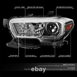 LED DRLFor 16-23 Toyota Tacoma Chrome Bezel Amber Corner Projector Headlights