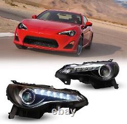 LED DRL Black Headlights For 2013-16 Scion FR-S/Toyota 86/Subaru BRZ Front Lamps