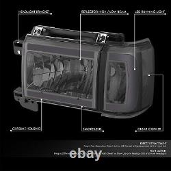 LED DRL For 87-91 Ford F150 F250 F350 Bronco Headlight HeadLamps Smoked/Clear