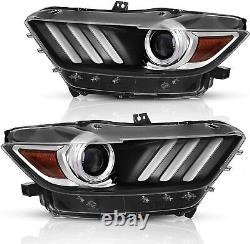 LED DRL HID/Xenon Headlights Set Left & Right for 2015 2016 2017 Ford Mustang