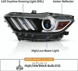 LED DRL HID/Xenon Headlights Set Left & Right for 2015 2016 2017 Ford Mustang