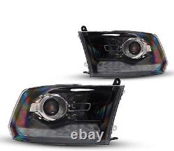 LED DRL Headlights For 2009-2018 Dodge Ram 1500 2500 3500 Black Clear Projectors