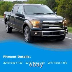 LED DRL Headlights For 2015-2017 Ford F-150 F150 Black Housing Projector Lamps