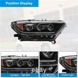 LED DRL Headlights For 2015-2017 Ford Mustang Sequential Projector Headlamp Pair