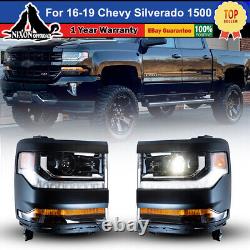 LED DRL Headlights Front Lamps For 2016 2017 2018 2019 Chevy Silverado 1500 Pair