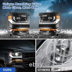 LED DRL Headlights Front Lamps For 2016 2017 2018 2019 Chevy Silverado 1500 Pair