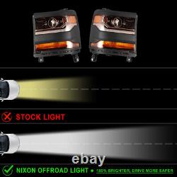 LED DRL Headlights Front Lamps For 2016 2017 2018 2019 Chevy Silverado 1500 Pair