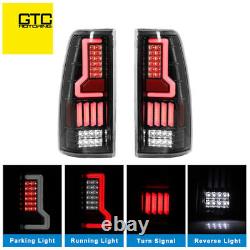 LED DRL Headlights Lamps + Black Tail Lights Pair for 1999-2002 Chevy Silverado