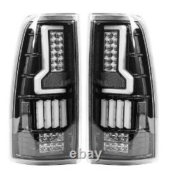 LED DRL Headlights Lamps + Black Tail Lights Pair for 1999-2002 Chevy Silverado