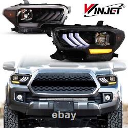 LED DRL Headlights Set For 2016-2023 Toyota Tacoma SR/SR5 Projector Signal Pair