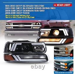 LED DRL Peojector Headlights For 99-02 Chevy Silverado 1500/2500 00-06 Suburban