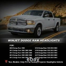 LED DRL Projector Headlights For 2009-2018 Dodge Ram 1500 2500 3500 Black Clear