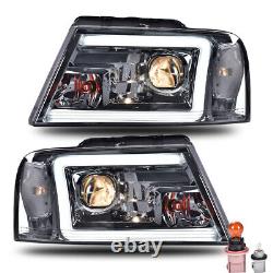 LED DRL Projector Headlights Smoke Fit For 04-08 Ford F-150/Lincoln Mark LT