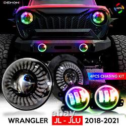 LED Demon Halo Headlights Fog Lights for Jeep Wrangler JL JLU Wrangler Gladiator