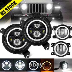 LED Halo Headlights Combo for Jeep Wrangler JL Gladiator 2018 19 2020 2021 2022