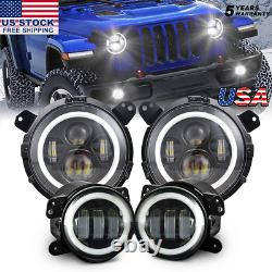 LED Halo Headlights Fog Lights Kits for Jeep Wrangler JL for Gladiator 2018-2023