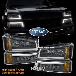 LED Headlights DOT Assembly DRL Turn Signal Lamp For Silverado 1500 2500 03-06