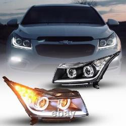 LED Headlights For 11-15 Chevy Cruze 2011-2015 Projector Headlamps Glow Bar Pair