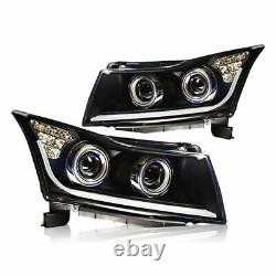 LED Headlights For 11-15 Chevy Cruze 2011-2015 Projector Headlamps Glow Bar Pair