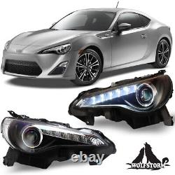 LED Headlights For 13-16 Scion FR-S Toyota 86 Black/Clear Headlamp Projector DRL