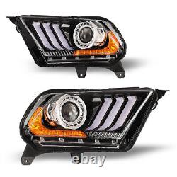 LED Headlights For 2010-2012 Ford Mustang Projector Sequential DRL Headlamps