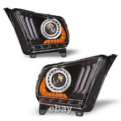 LED Headlights For 2010-2012 Ford Mustang Projector Sequential DRL Headlamps