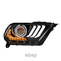 LED Headlights For 2010-2012 Ford Mustang Projector Sequential DRL Headlamps