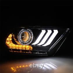 LED Headlights For 2010-2012 Ford Mustang Projector Sequential DRL Headlamps