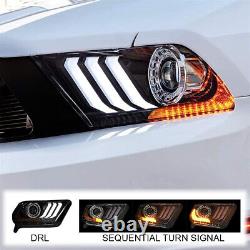 LED Headlights For 2010-2012 Ford Mustang Projector Sequential DRL Headlamps