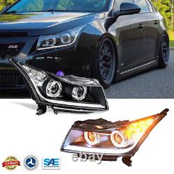 LED Headlights For 2011-2015 Chevy Cruze Projector DRL Black Signals Lamps New