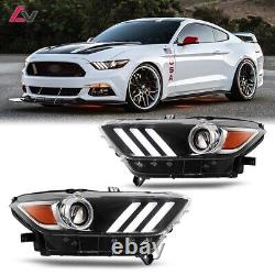 LED Headlights For 2015 16 2017 Ford Mustang/GT350 HID/Xenon Projector DRL Lamp