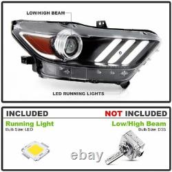 LED Headlights For 2015 16 2017 Ford Mustang/GT350 HID/Xenon Projector DRL Lamp