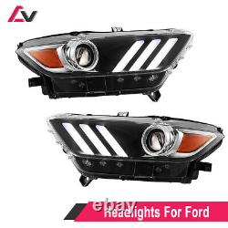 LED Headlights For 2015 16 2017 Ford Mustang/GT350 HID/Xenon Projector DRL Lamp