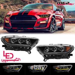 LED Headlights For 2015 2016 2017 Ford Mustang Projector Sequential Turn Signal