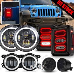 LED Headlights Tail Light Fog Turn Signal Lamp Combo For Jeep Wrangler JK 07-18