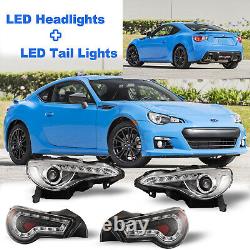 LED Headlights + Tail Lights For 2013-2016 Subaru BRZ / Scion FR-S Lamps Clear