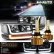 Led Light Barblack Headlight+switchback Bumper 6500k Bulb For 1999-2006 Sierra