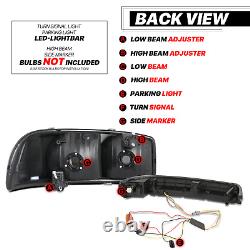 LED LIGHT BARBlack Headlight+Switchback Bumper 6500K Bulb for 1999-2006 Sierra