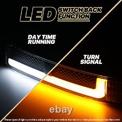 LED LIGHT BARBlack Headlight+Switchback Bumper 6500K Bulb for 1999-2006 Sierra