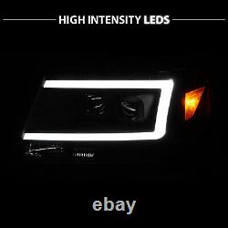 LED Light Bar 2004-2008 Ford F150 Black Housing Projector Headlights LED