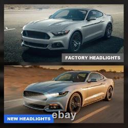 LED Sequential Headlights For 2015 16 2017 Ford Mustang GT Projector Signal Lamp