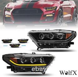 LED Sequential Headlights For 2015 16 2017 Ford Mustang GT Signal Lamp Projector